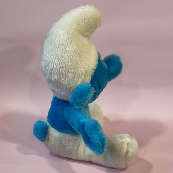 Vintage 1979 Smurf Plush Blue Stuffed Animal Wallace Berrie ganzbros 11” EUD - Picture 5 of 12